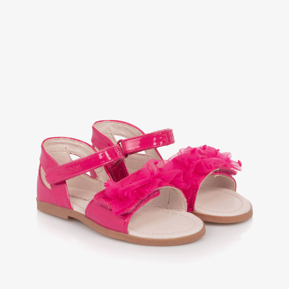Mayoral-Girls Pink Faux Patent Leather Sandals | Childrensalon Outlet