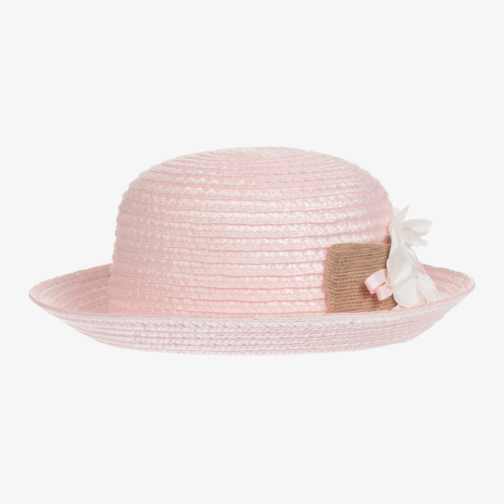 Mayoral - Girls Pink Faux Straw Hat | Childrensalon