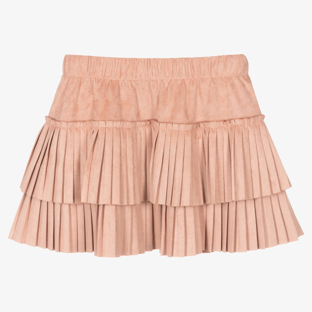 Mayoral-Розовая плиссированная юбка из искусственной замши | Childrensalon Outlet