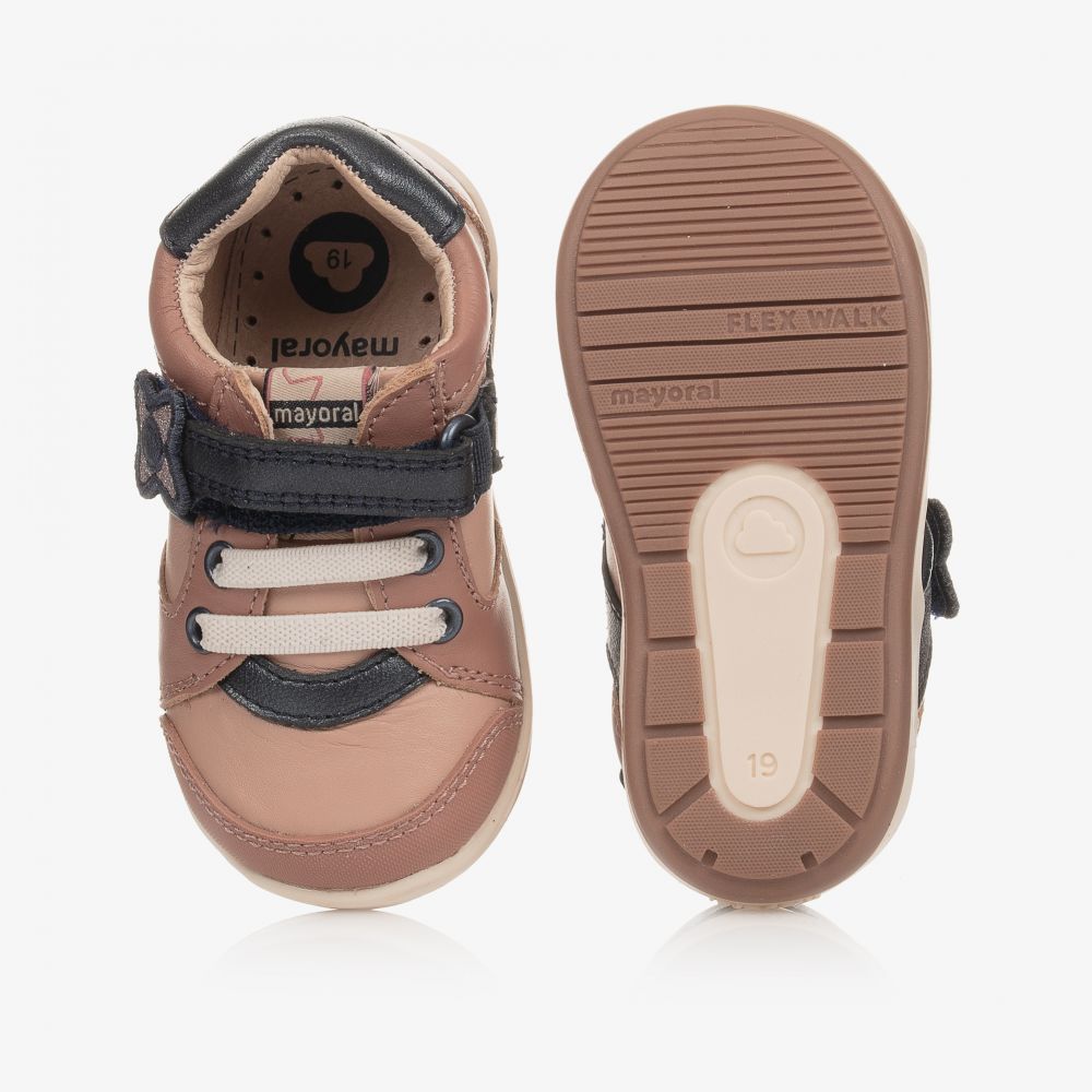 مايورال-حذاء لبدء المشي جلد لون زهري وكحلي للبنات | Childrensalon Outlet