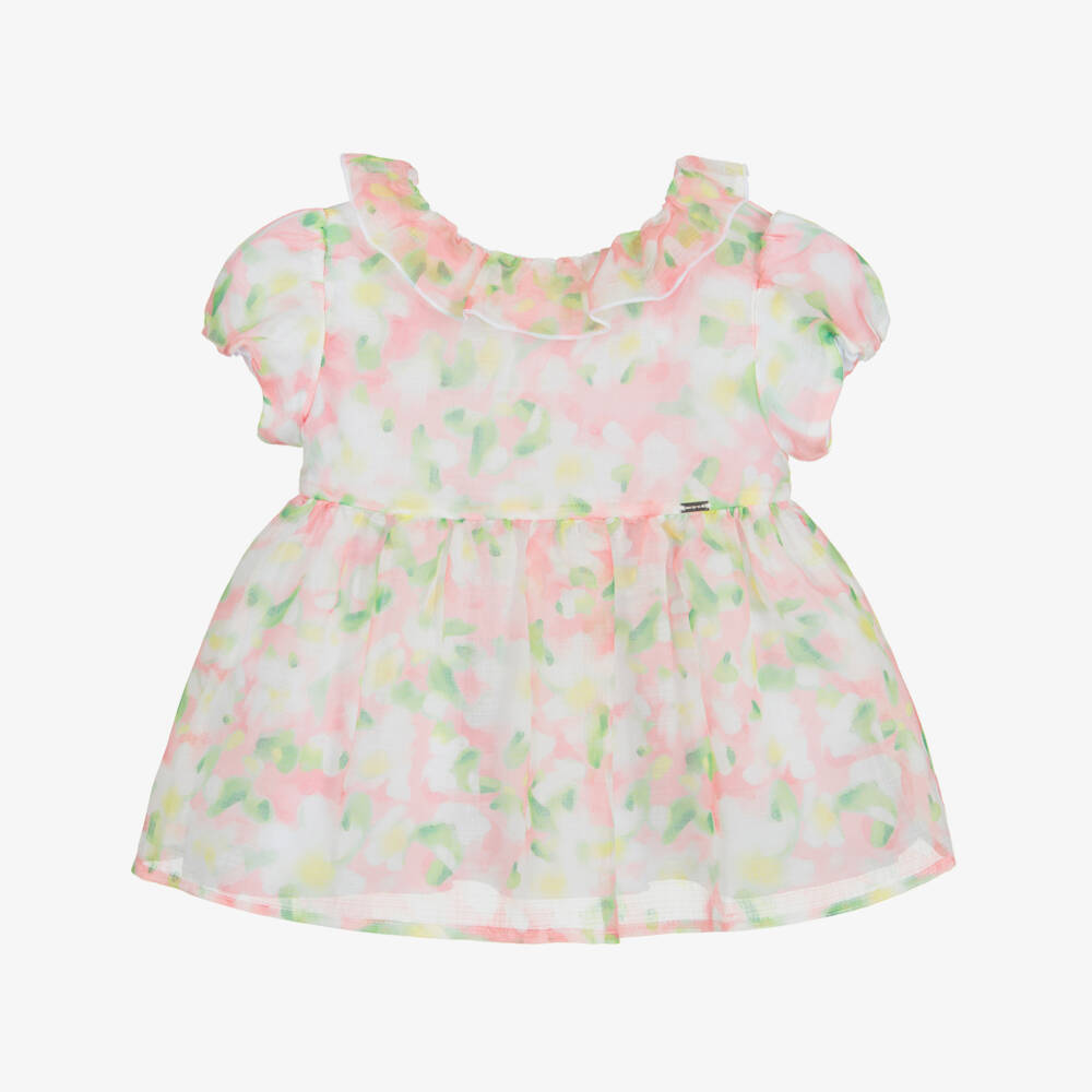 Mayoral-بلوز لون زهري بطبعة ورود | Childrensalon Outlet