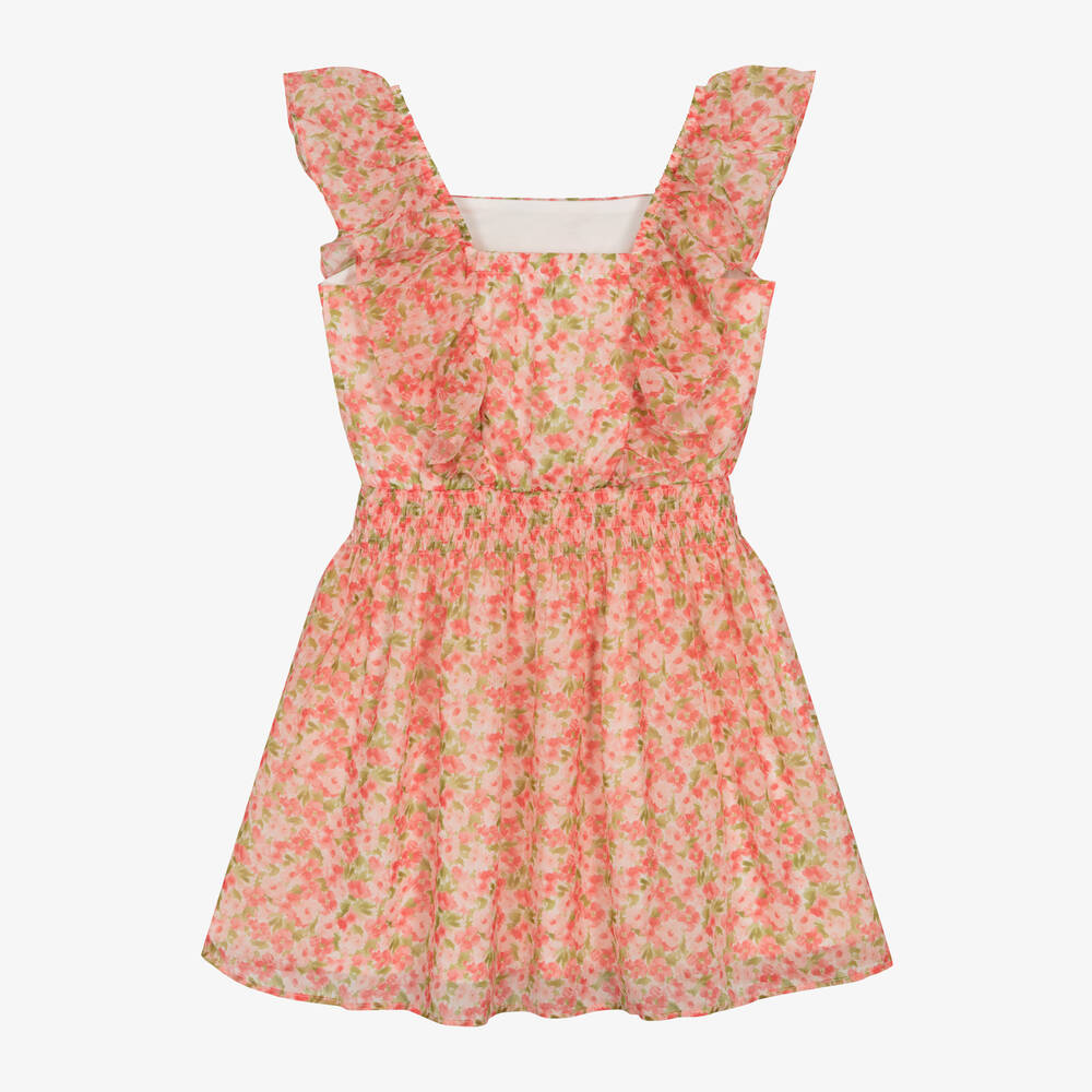 مايورال-فستان شيفون لون زهري بطبعة ورود | Childrensalon Outlet