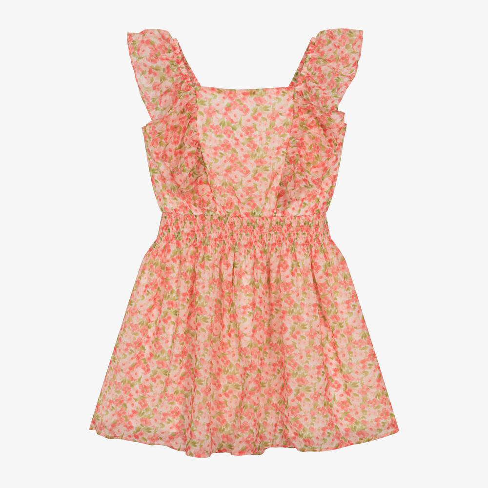 Mayoral-Girls Pink Floral Chiffon Dress | Childrensalon Outlet