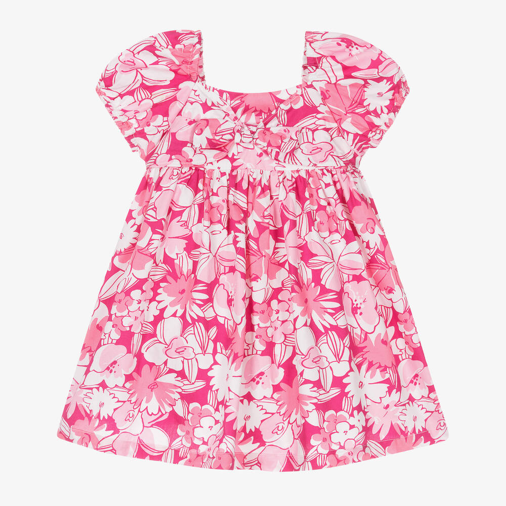 Mayoral-Girls Pink Floral Cotton Dress | Childrensalon Outlet