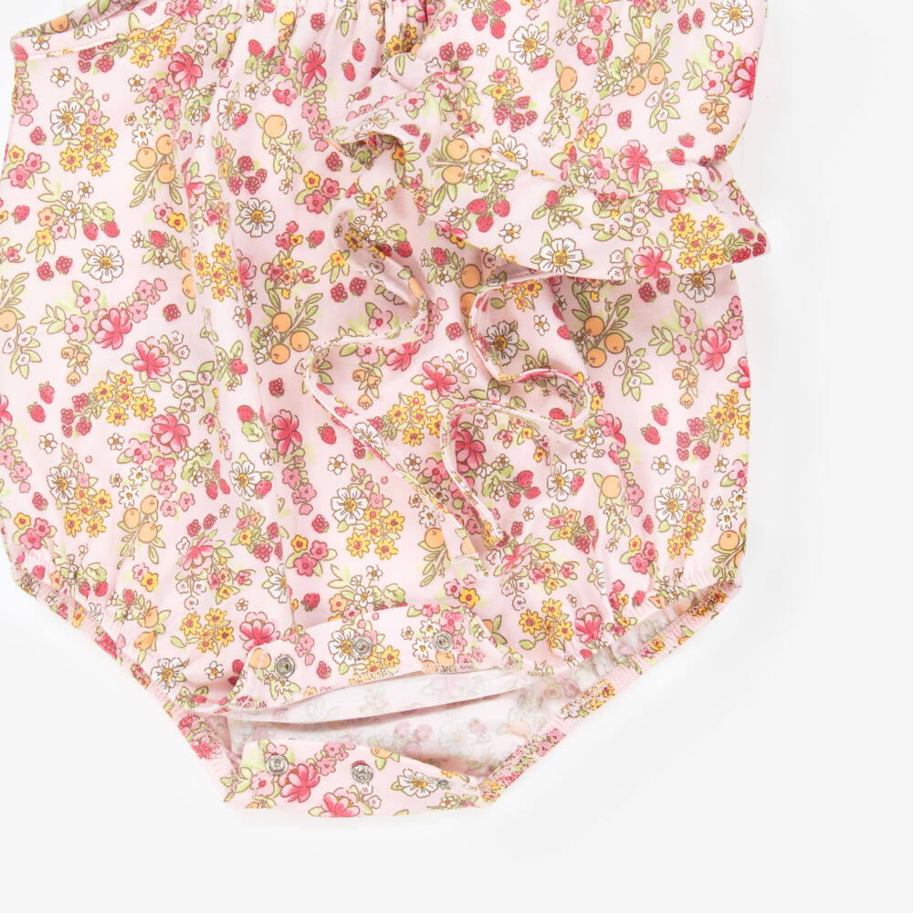 Mayoral Newborn-Girls' Pink Floral Cotton Playsuit Set | Childrensalon Outlet