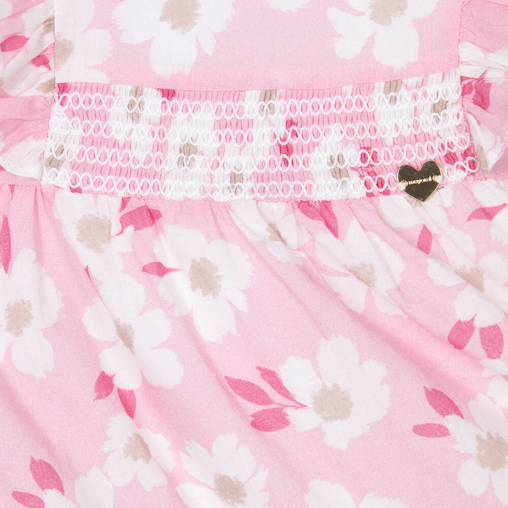 مايورال-فستان أطفال بناتي قطن لون زهري بطبعة ورود | Childrensalon Outlet