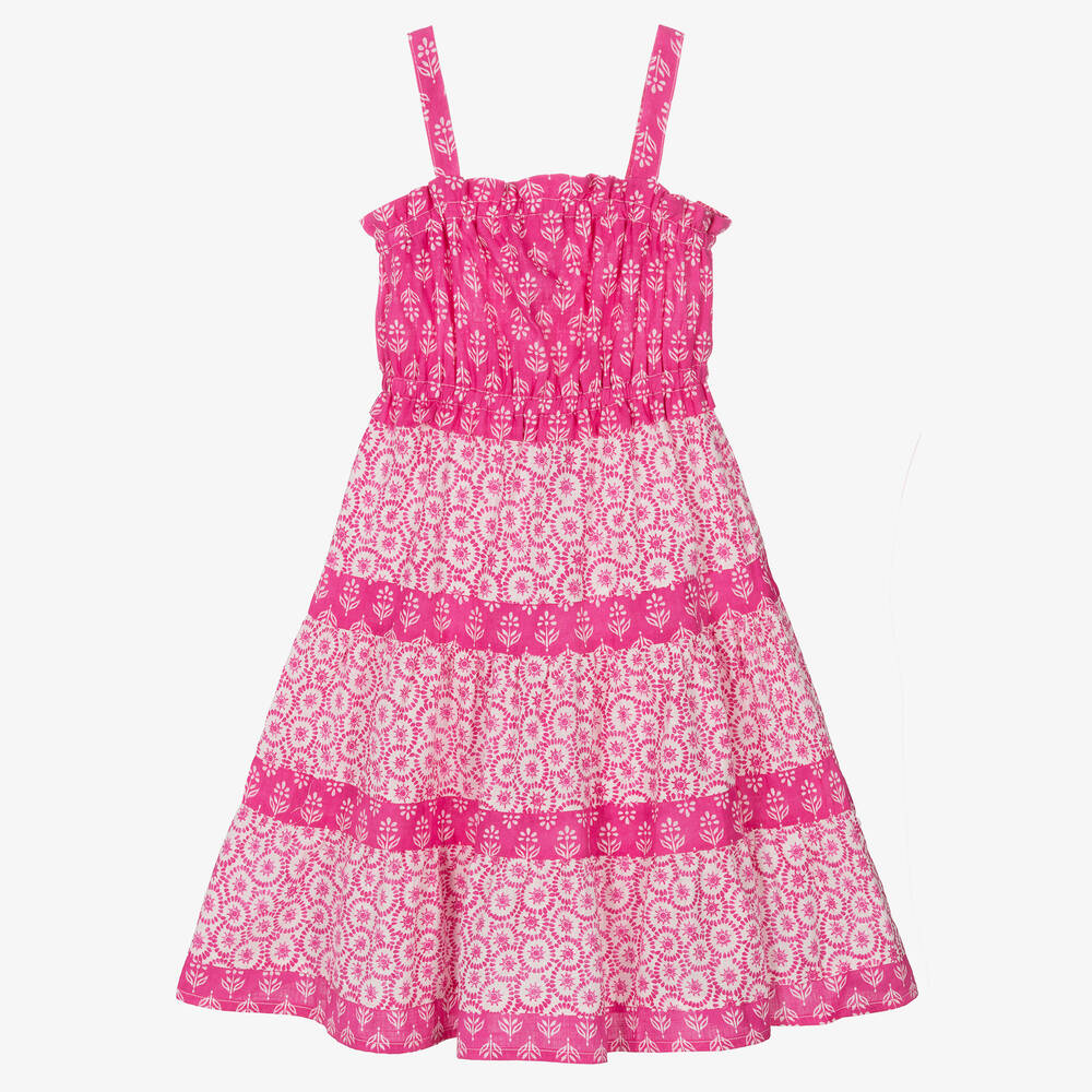 Mayoral - Pink geblümtes Baumwoll-Sommerkleid | Childrensalon