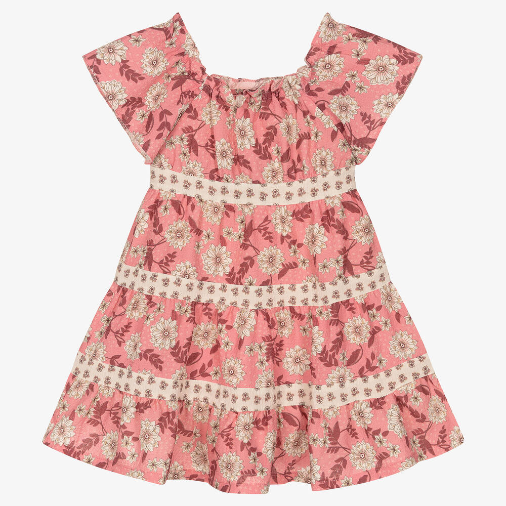 Mayoral - Rosa Crêpe-Kleid mit Blumen (M) | Childrensalon