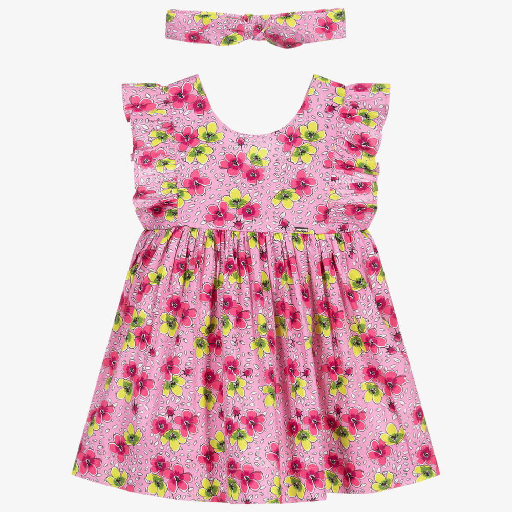 Mayoral-Розовая платье в цветочек с ободком для девочек | Childrensalon Outlet