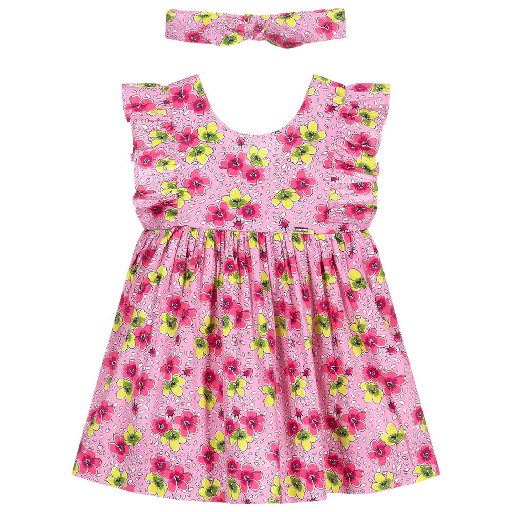 Mayoral - Girls Pink Floral Dress Set | Childrensalon Outlet