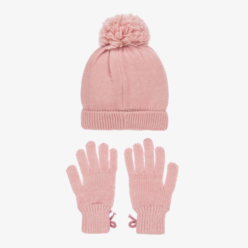 Mayoral-Girls Pink Floral Knit Accessory Set | Childrensalon Outlet