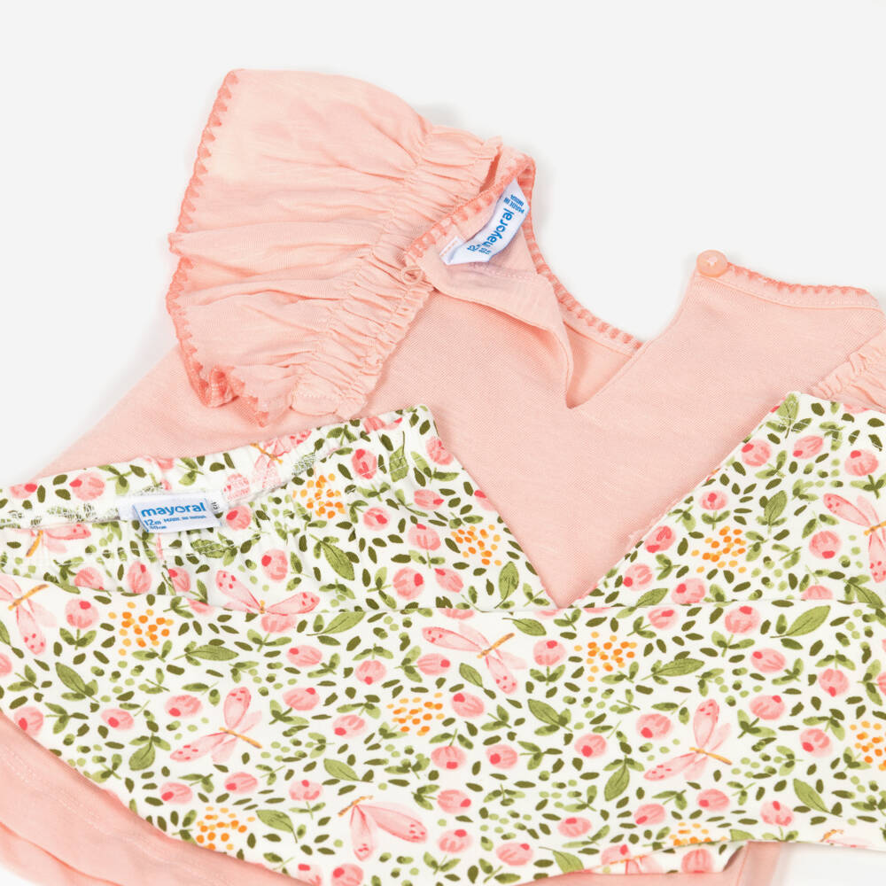 Mayoral-Girls Pink Floral Leggings Set | Childrensalon Outlet