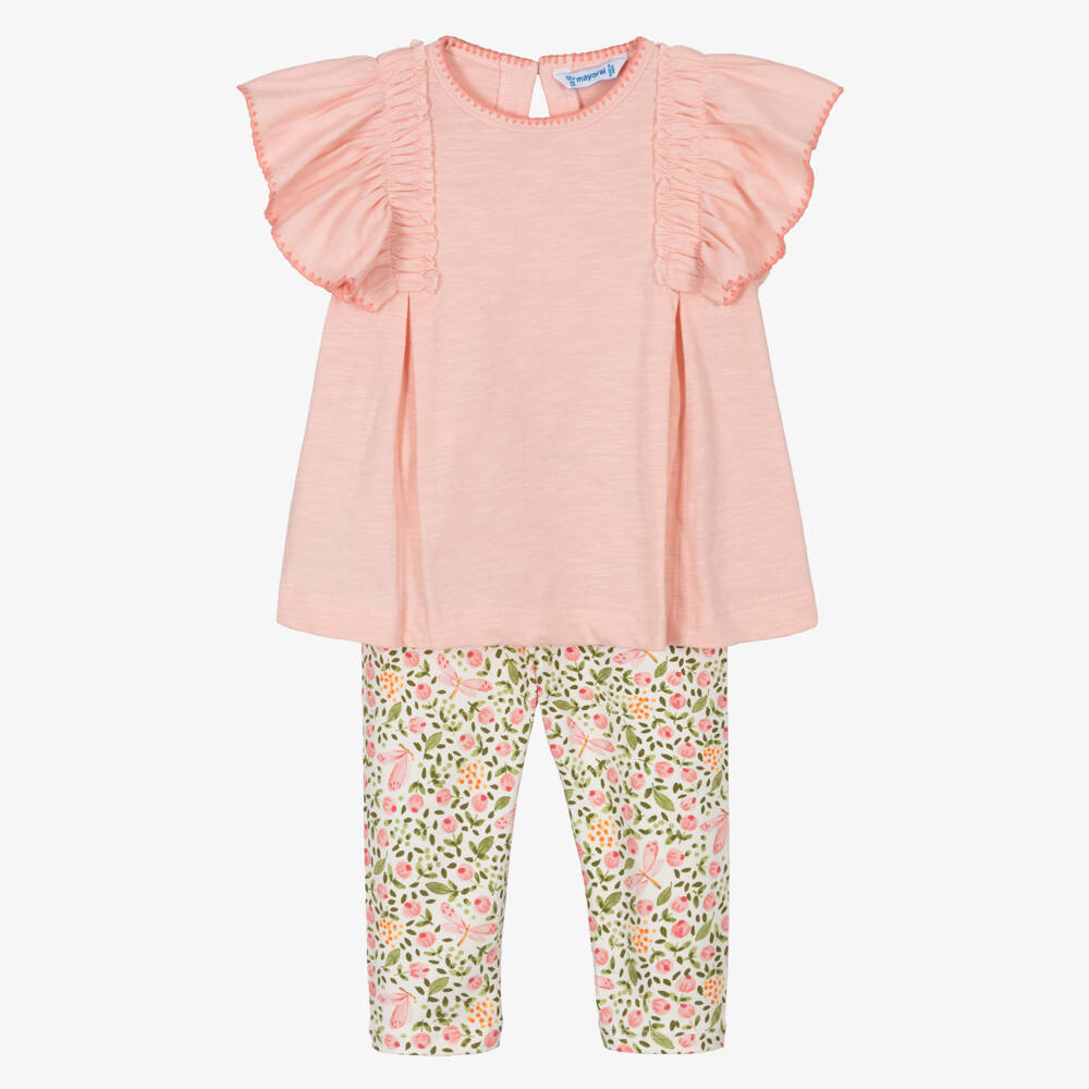 Mayoral-Girls Pink Floral Leggings Set | Childrensalon Outlet