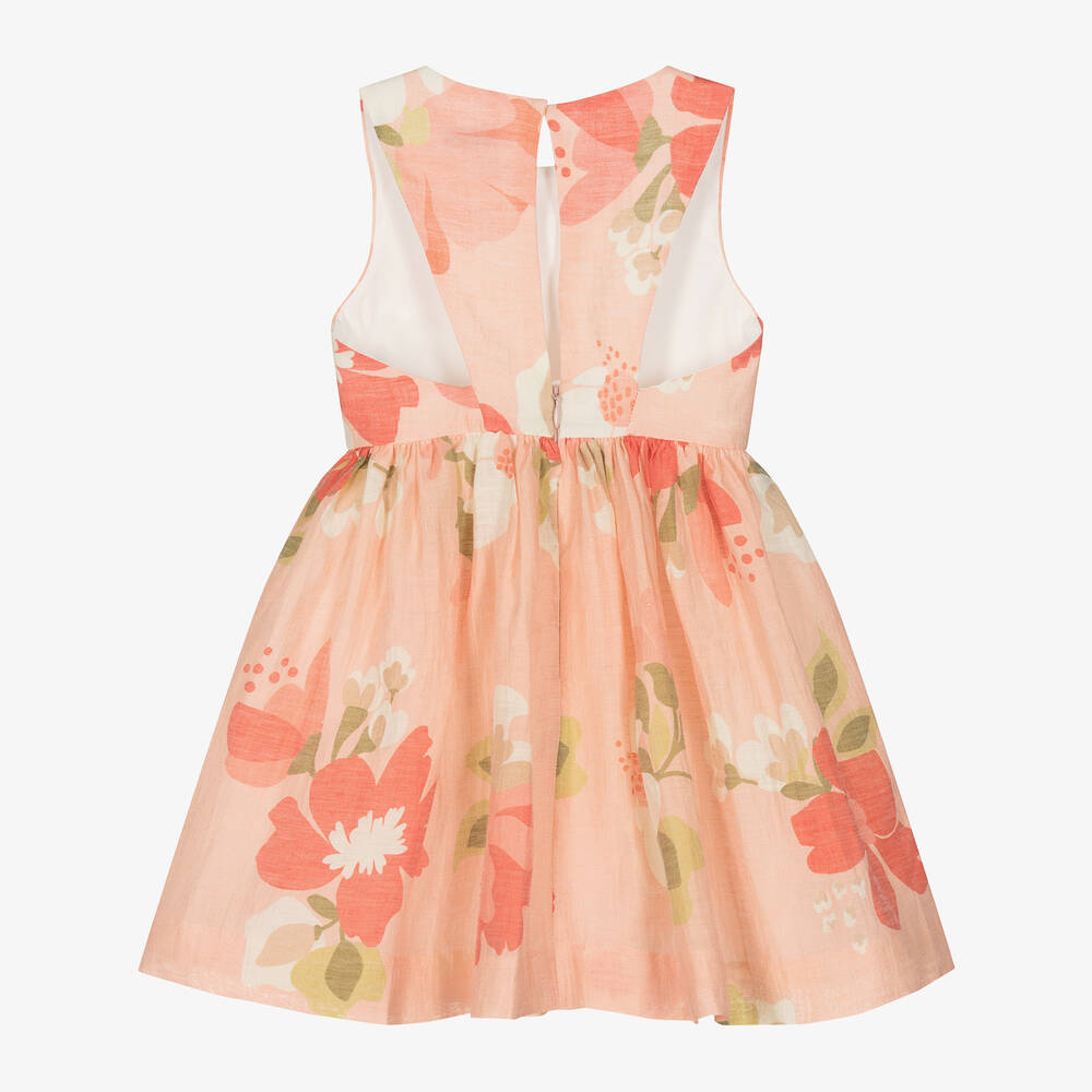 Mayoral-Girls Pink Floral Linen Dress | Childrensalon Outlet