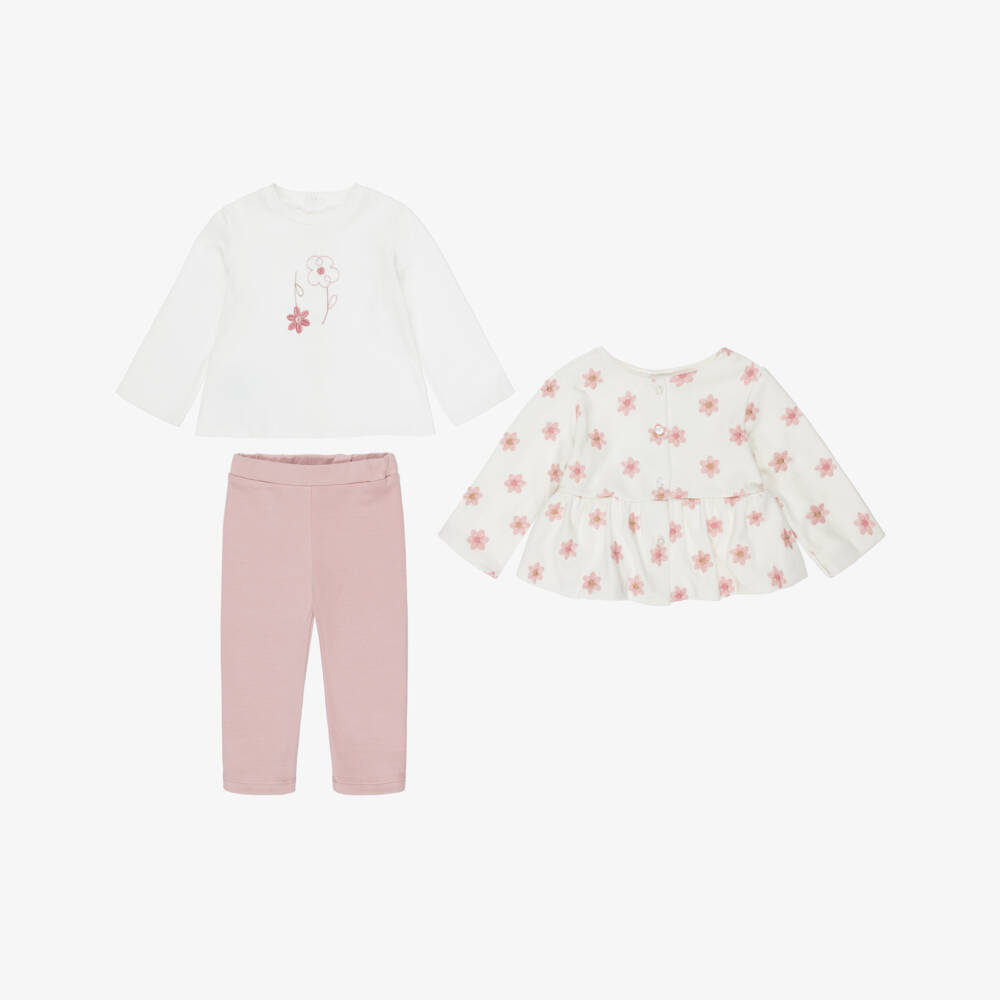 Mayoral Newborn-Girls Pink Floral Outfit Trio | Childrensalon Outlet