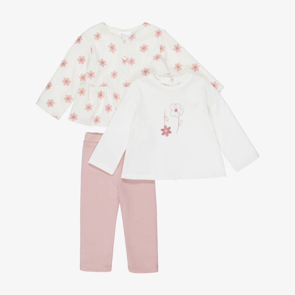 Mayoral Newborn-Girls Pink Floral Outfit Trio | Childrensalon Outlet