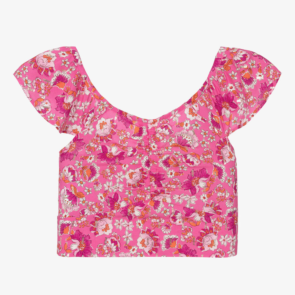 Mayoral - Girls Pink Floral Printed Blouse | Childrensalon