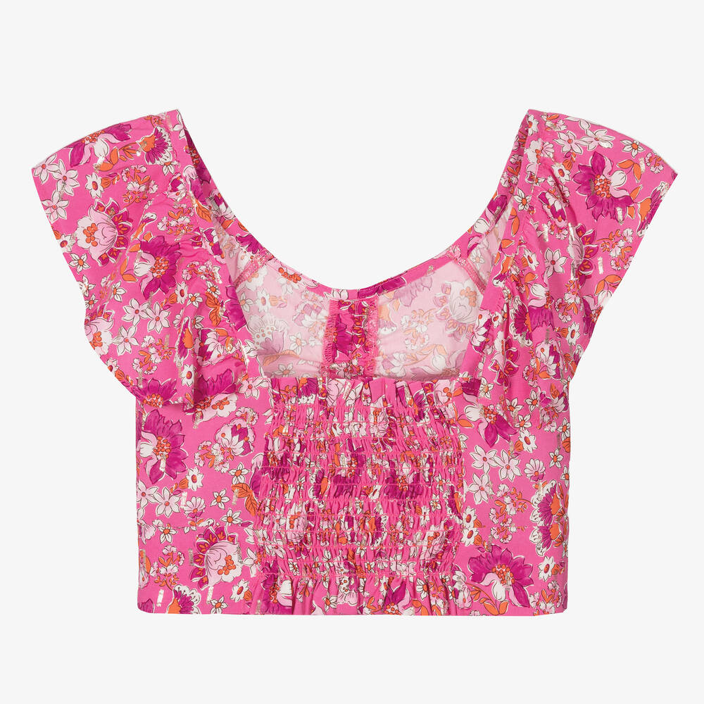 Mayoral-Розовая блузка в цветочек | Childrensalon Outlet