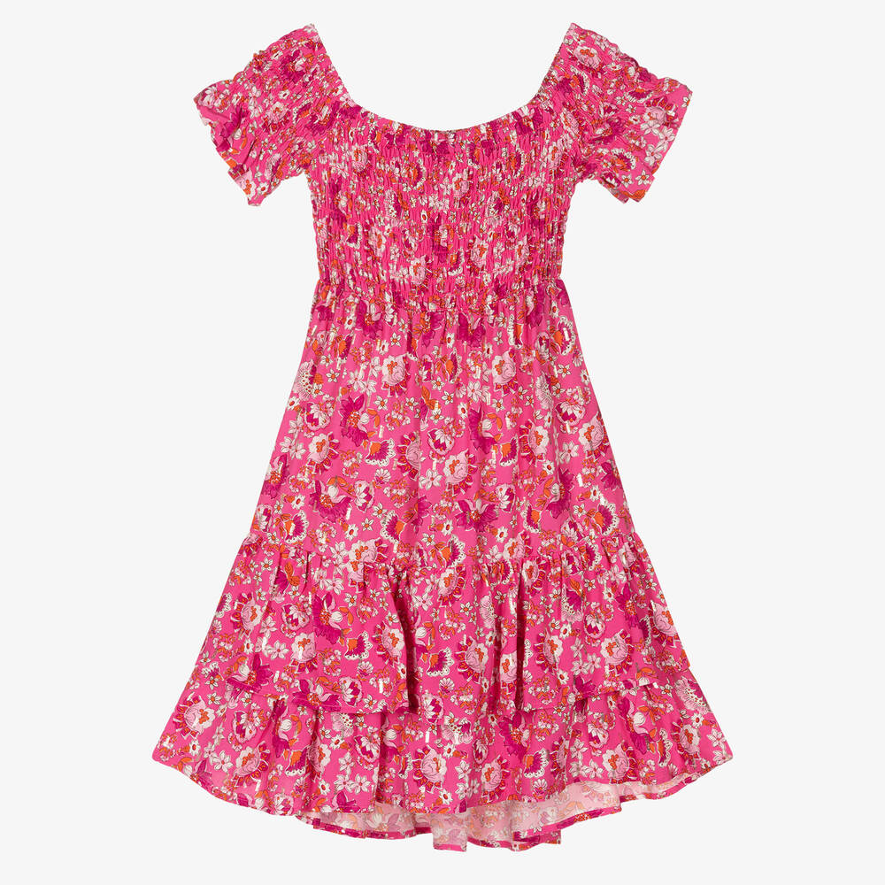 Mayoral - Girls Pink Floral Ruffle Dress | Childrensalon