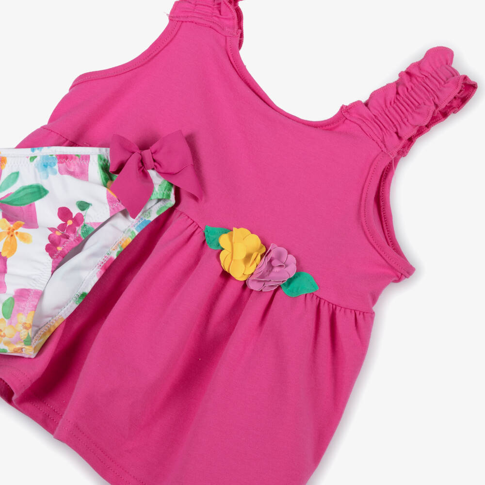 Mayoral-طقم بناتي وردي بنقشة زهور بحرية | Childrensalon Outlet