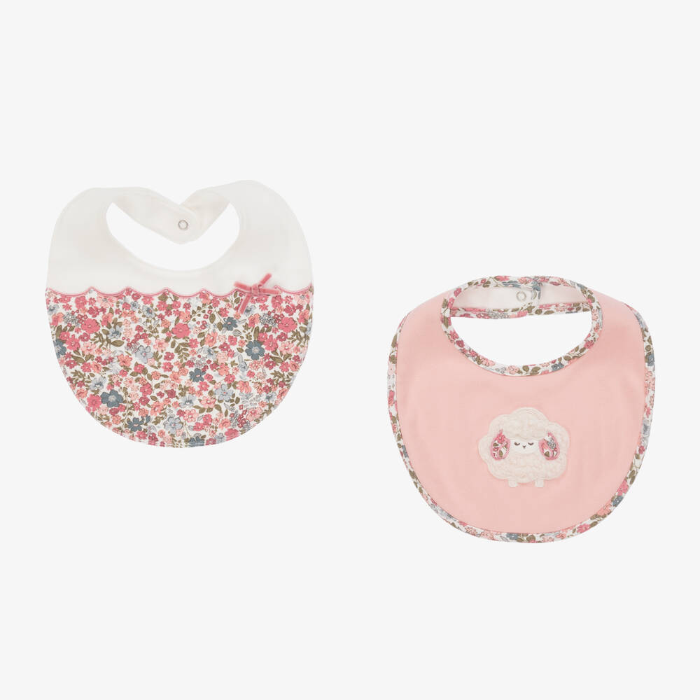 Mayoral Newborn-Girls' Pink Floral Sheep Bib Duo | Childrensalon Outlet