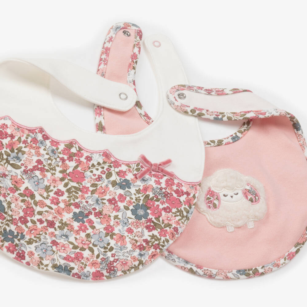 Mayoral Newborn-Girls' Pink Floral Sheep Bib Duo | Childrensalon Outlet