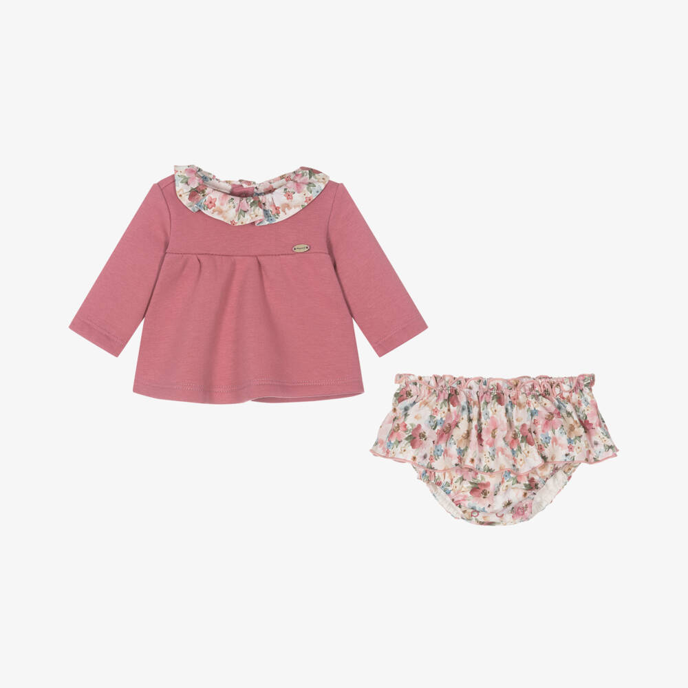 Mayoral Newborn-Girls Pink Floral Shorts Ensemble | Childrensalon Outlet