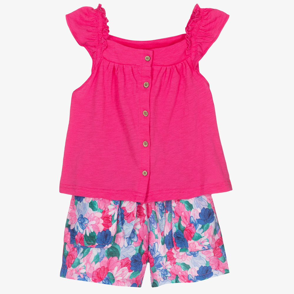 Mayoral - Pinkes, geblümtes Shorts-Set (M) | Childrensalon