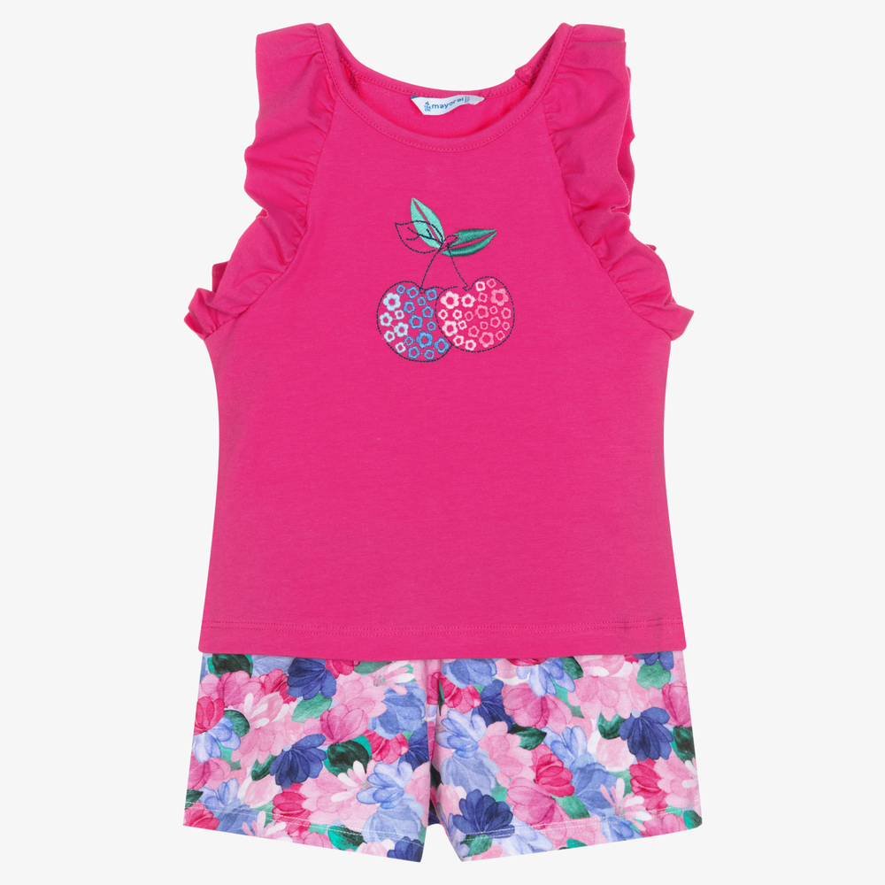 Mayoral - Розовый топ и шорты в цветочек для девочек | Childrensalon