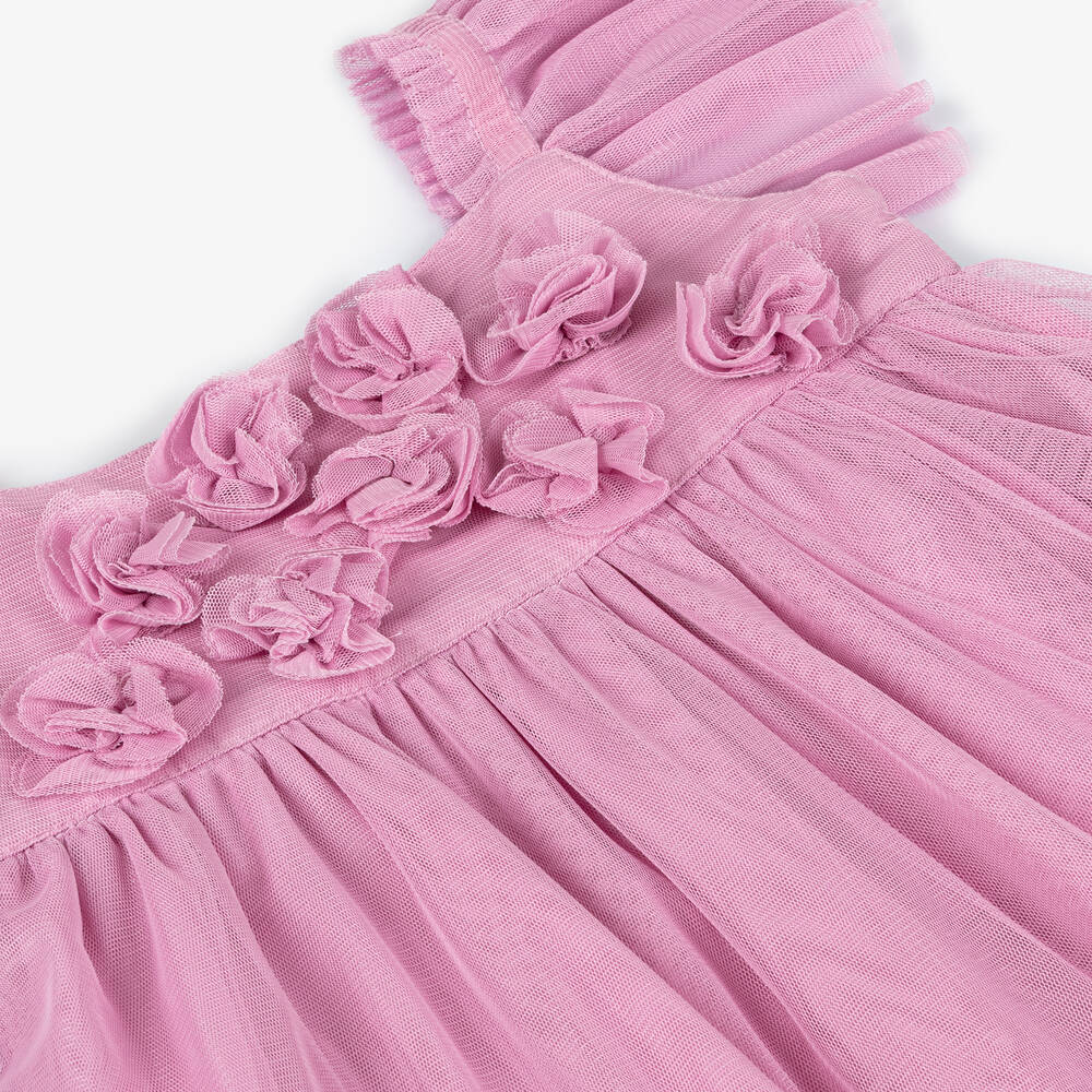 Mayoral-Girls Pink Floral Tulle Dress | Childrensalon Outlet