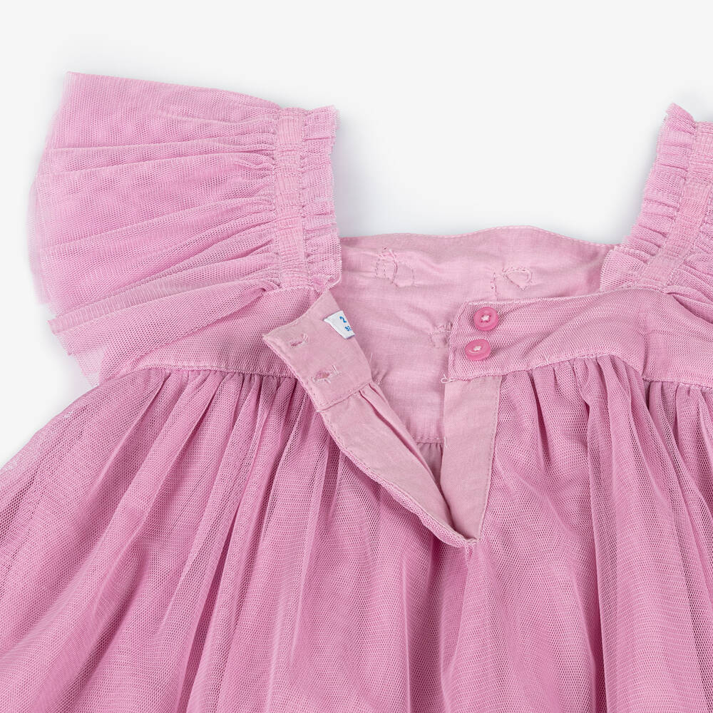 Mayoral-Girls Pink Floral Tulle Dress | Childrensalon Outlet