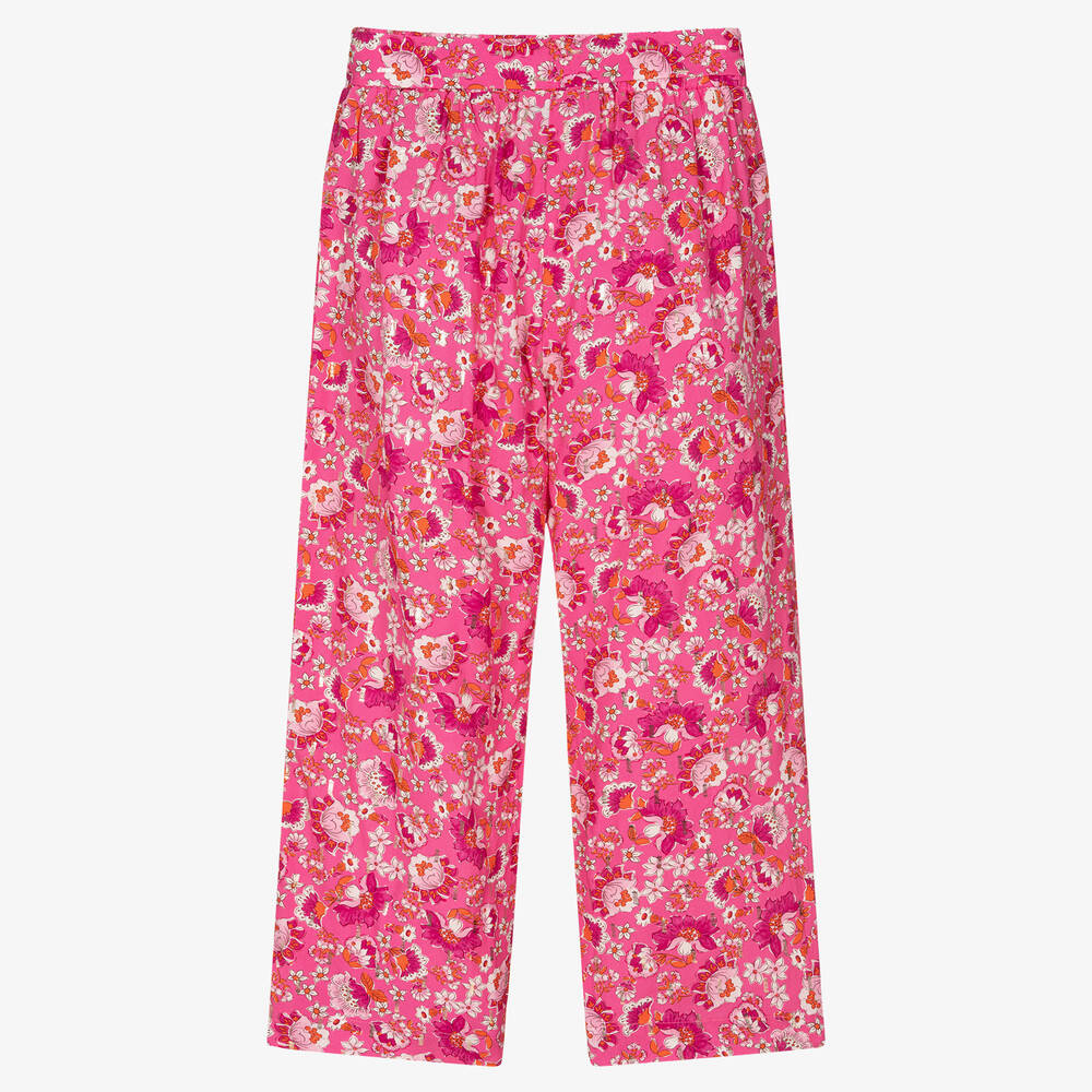 Mayoral-Широкие розовые брюки в цветочек | Childrensalon Outlet