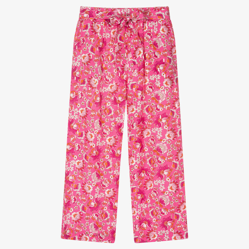 Mayoral - Girls Pink Floral Wide Leg Trousers | Childrensalon