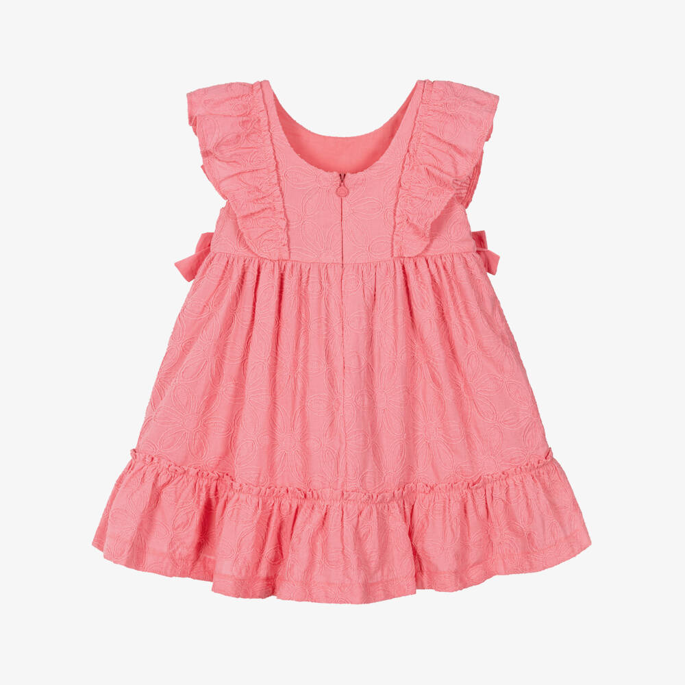 Mayoral-Girls Pink Flower Embroidery Dress | Childrensalon Outlet