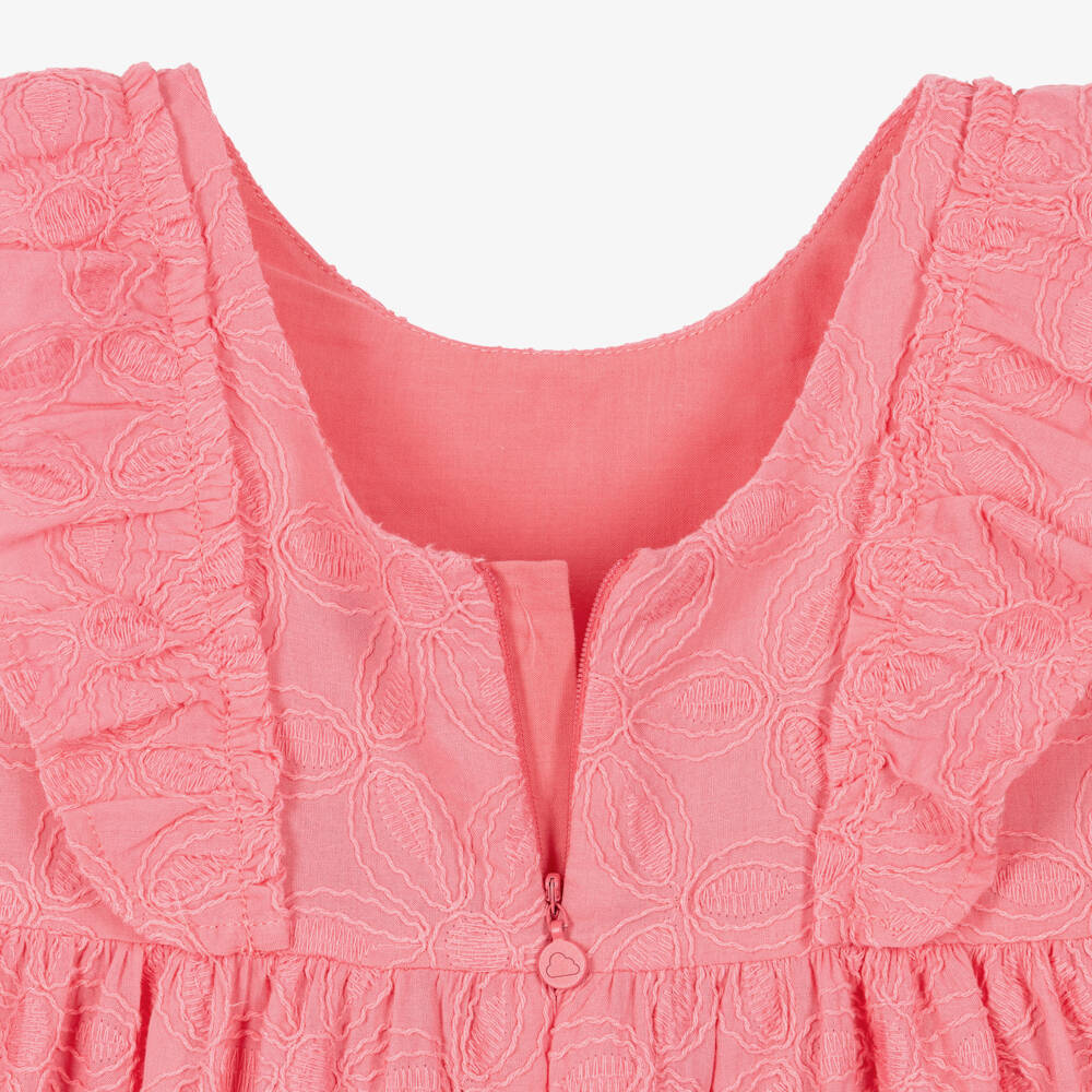 Mayoral-Girls Pink Flower Embroidery Dress | Childrensalon Outlet