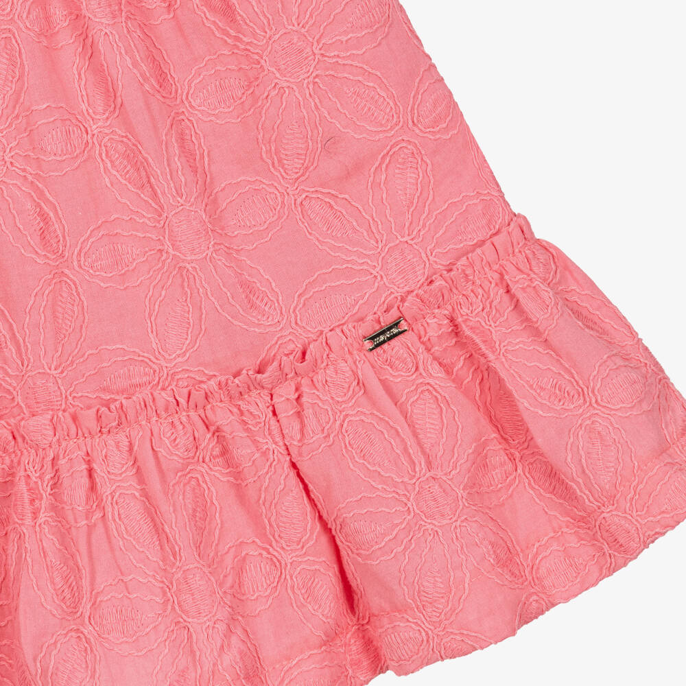Mayoral-Girls Pink Flower Embroidery Dress | Childrensalon Outlet