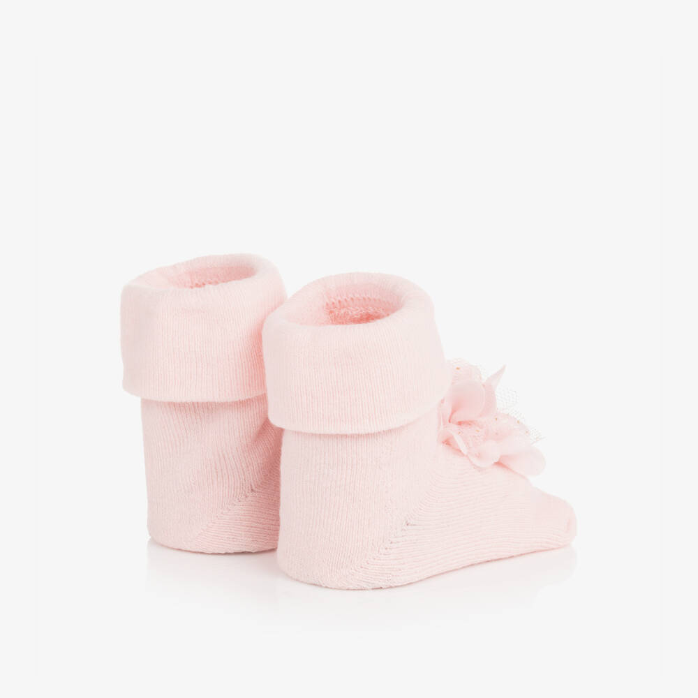 Mayoral Newborn-Girls Pink Flower Hairband & Socks Set | Childrensalon Outlet