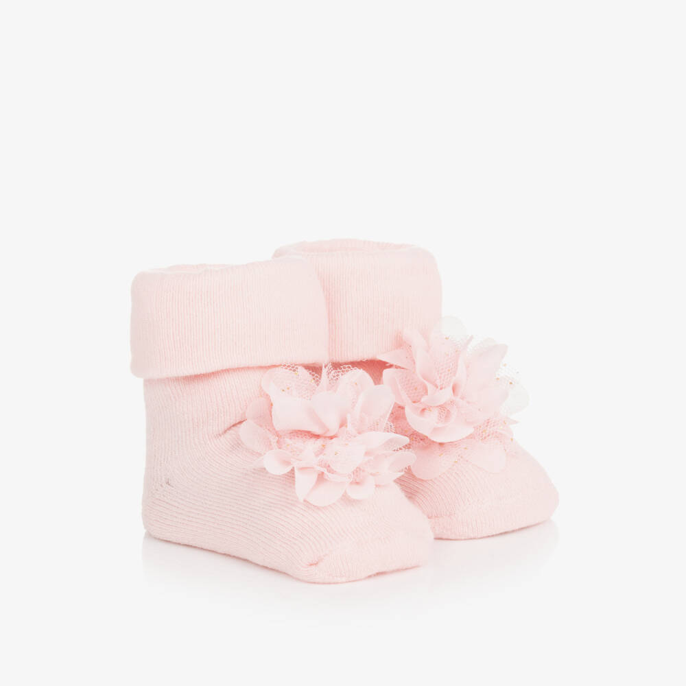 Mayoral Newborn-Girls Pink Flower Hairband & Socks Set | Childrensalon Outlet
