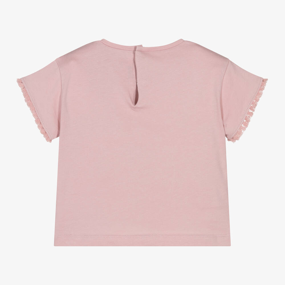 Mayoral-Girls Pink Flowers Cotton T-Shirt | Childrensalon Outlet