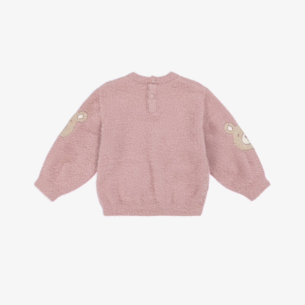 Mayoral-Розовый уютный свитер с мишкой для девочек | Childrensalon Outlet