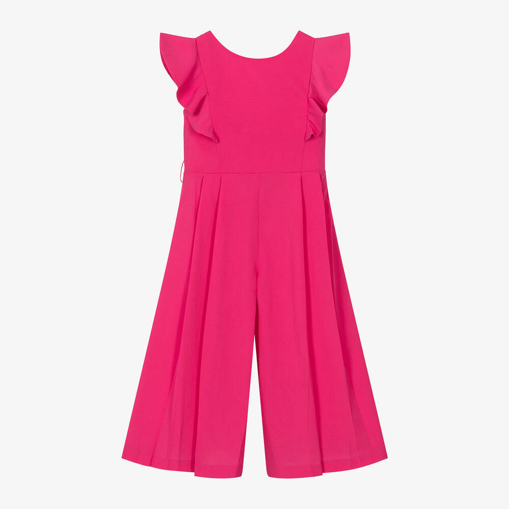 Mayoral-Girls Pink Frilled Crêpe Jumpsuit | Childrensalon Outlet