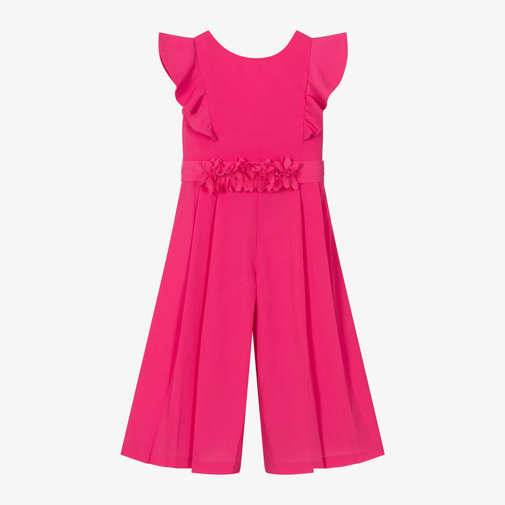 Mayoral-Girls Pink Frilled Crêpe Jumpsuit | Childrensalon Outlet