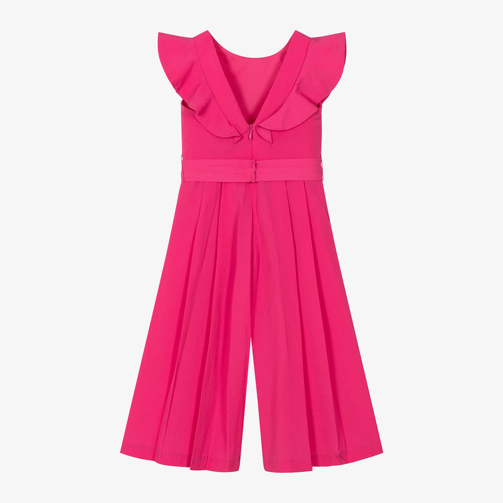 Mayoral-Girls Pink Frilled Crêpe Jumpsuit | Childrensalon Outlet