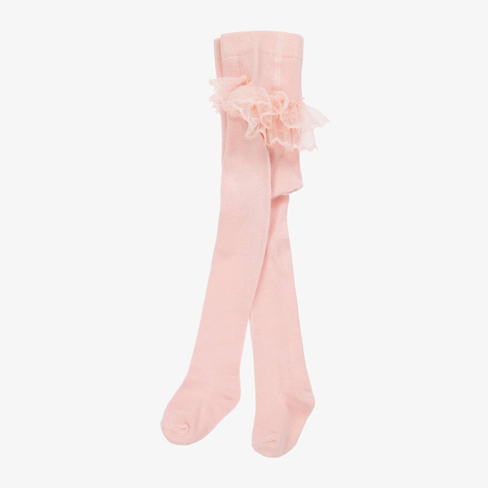 Mayoral Newborn-Girls Pink Frilled Lace Tights | Childrensalon Outlet