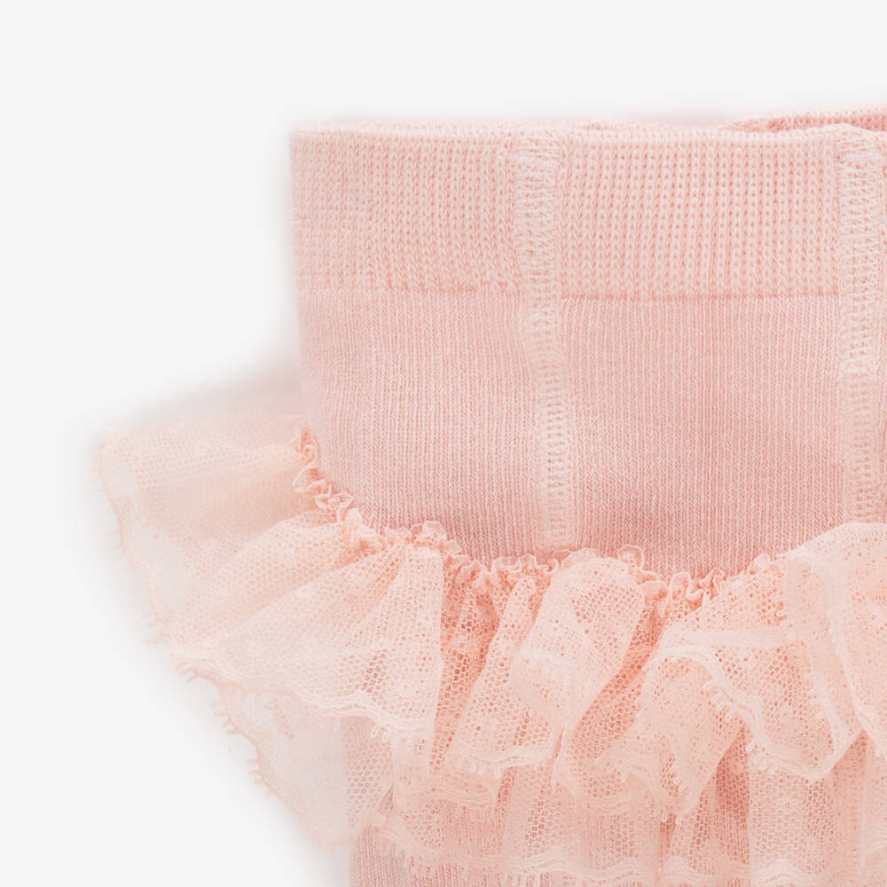 Mayoral Newborn-Girls Pink Frilled Lace Tights | Childrensalon Outlet
