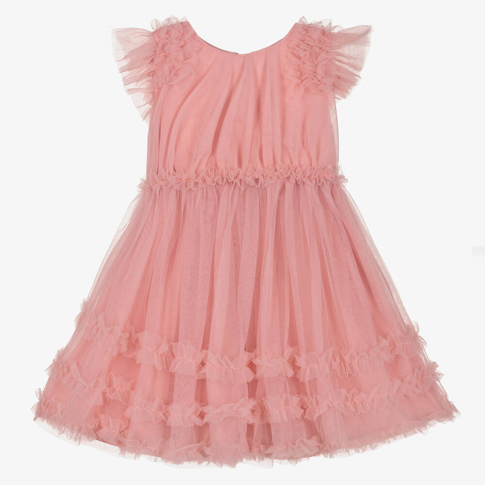 Mayoral - Girls Pink Frilled Tulle Dress | Childrensalon