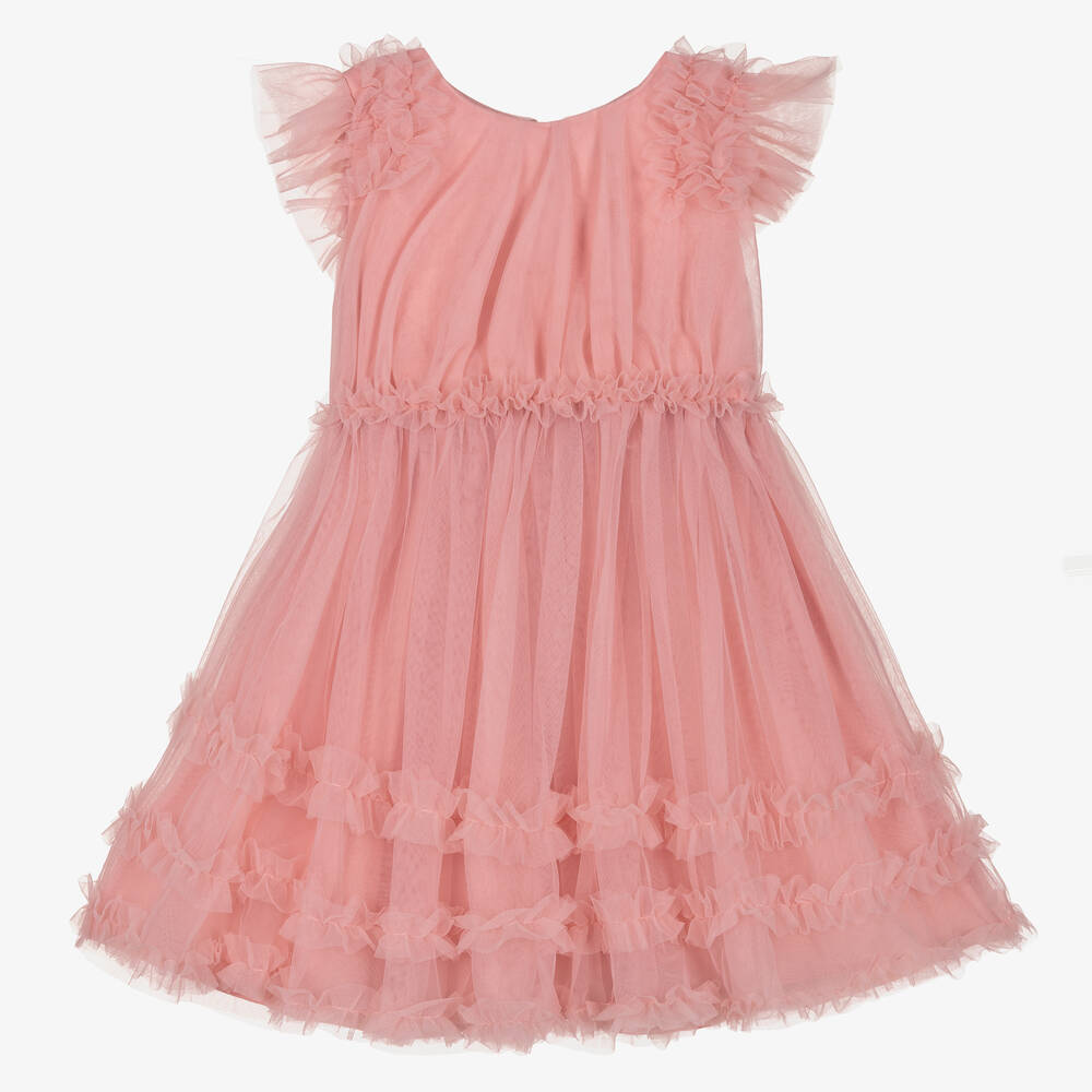 Mayoral-Розовое платье из тюля с оборками | Childrensalon Outlet