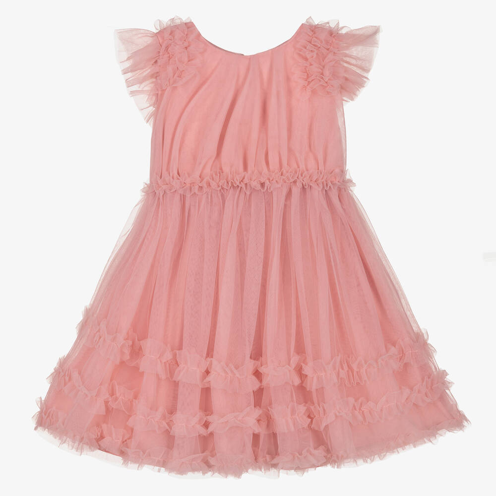 Mayoral - Robe rose en tulle à volants fille | Childrensalon