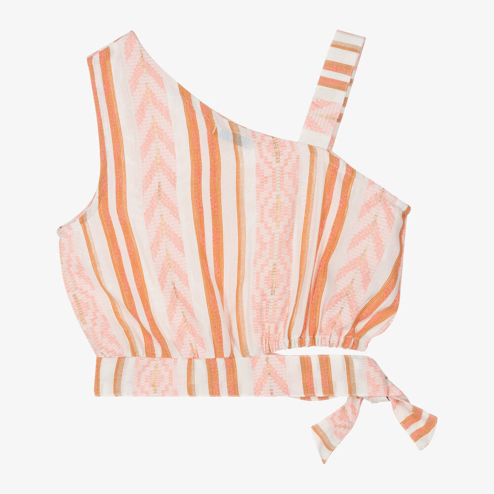 Mayoral-Girls Pink Geometric Asymmetric Top | Childrensalon Outlet