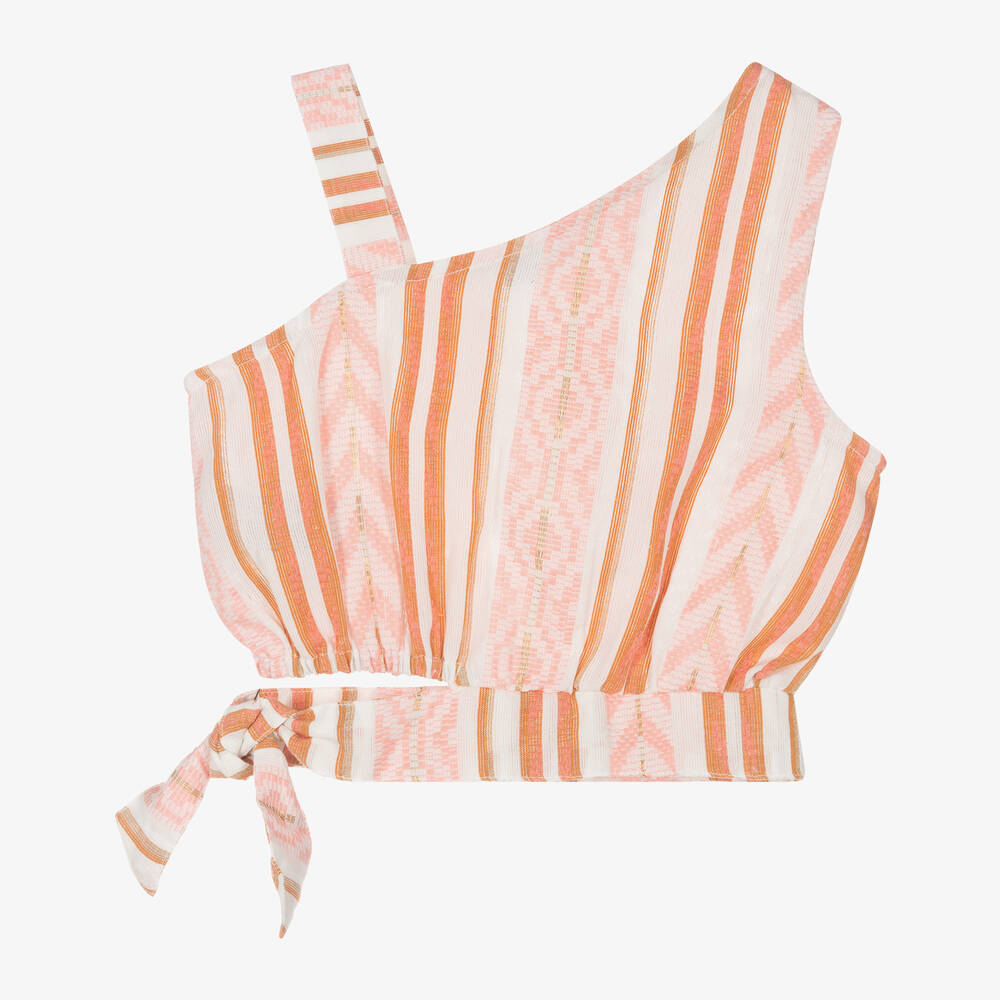 Mayoral-Girls Pink Geometric Asymmetric Top | Childrensalon Outlet